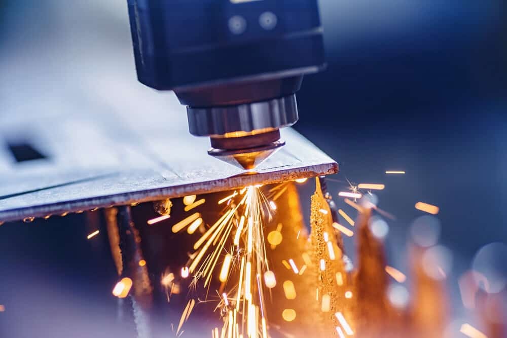 CNC laser machine cutting sheet metal